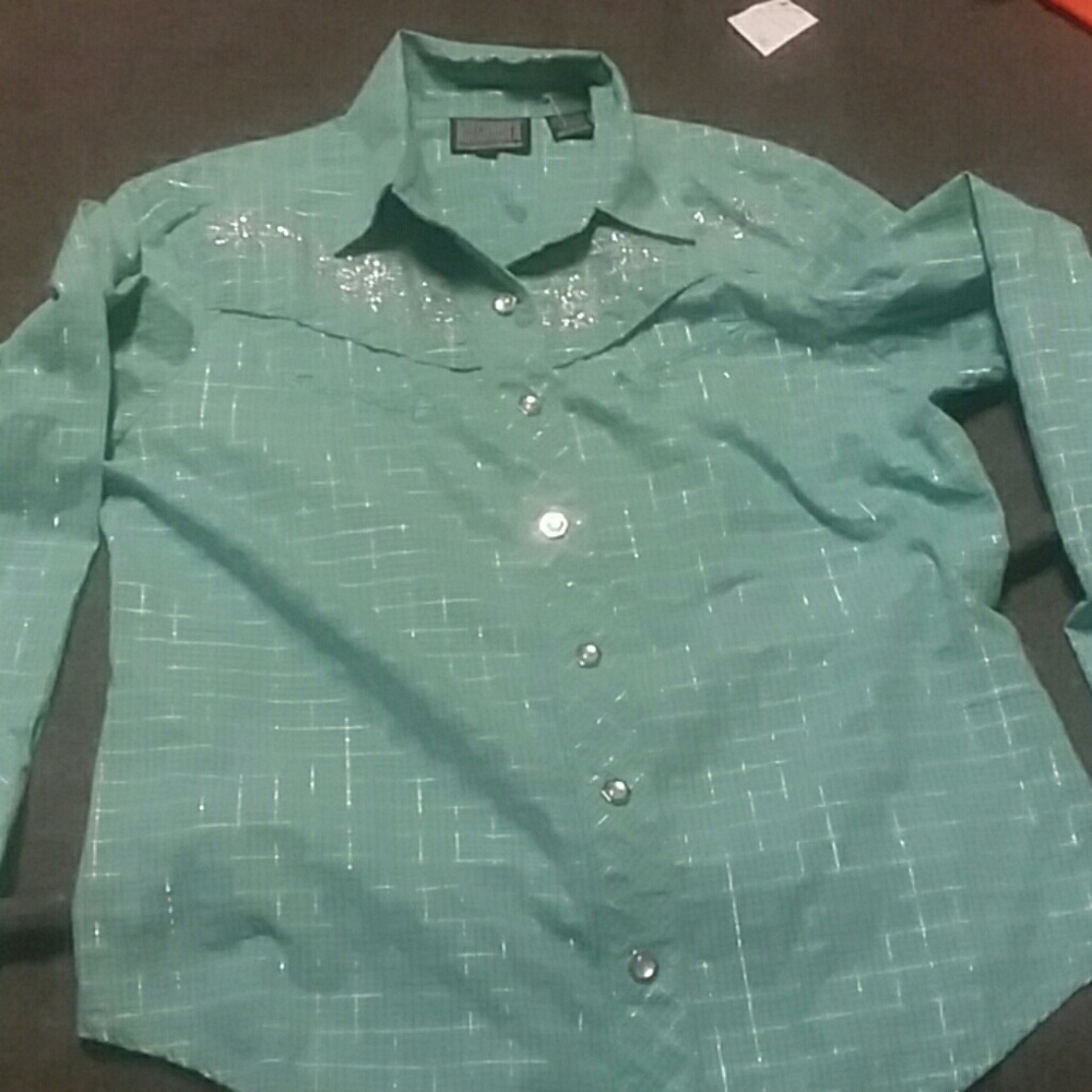Roughrider mint green shirt